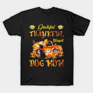 Black Labrador Pumpkin Thankful Grateful Blessed Dog Mom T-Shirt